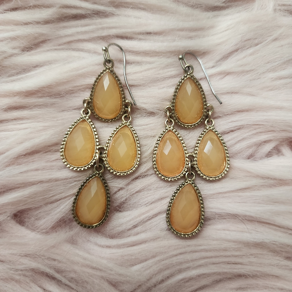 Graziano CN Gold Yellow Chandelier Teardrop Earrings Classy Party Pear Teardrops